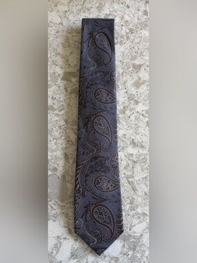 Michael Kors Slate Blue Paisley Silk Tie